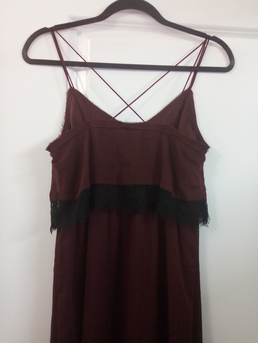 H&M Whimsigoth Burgundy Lace Maxi Dress Black Trim Fairy Grunge Boho Witchy Goth - Picture 5 of 8